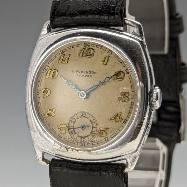 1920 年英國古董 JW Benson 手錶墊盒狀況良好